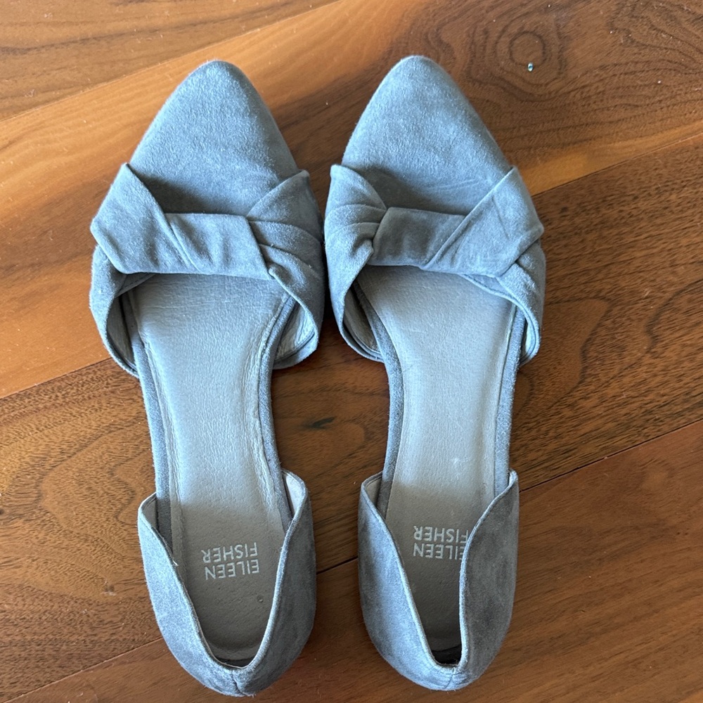 Eileen Fisher Women's Gray Flats with Bow Detail